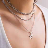 Thumbnail for Chic 4pcs Hollow Star Pendant Cable Chain Necklace Set - ArtGalleryZen