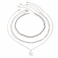 Thumbnail for Chic 4pcs Hollow Star Pendant Cable Chain Necklace Set - ArtGalleryZen