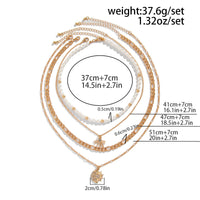 Thumbnail for Chic 4pcs Rhinestone Inlaid Sun Moon Pendant Pearl Chain Necklace Set - ArtGalleryZen