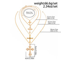 Thumbnail for Chic 4pcs Rhinestone Pearl Inlaid Cross Pendant Necklace Set - ArtGalleryZen