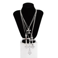 Thumbnail for Chic 4pcs Rhinestone Pearl Inlaid Cross Pendant Necklace Set - ArtGalleryZen