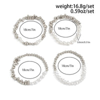 Thumbnail for Chic 4pcs Silver Tone Irregular Pearl Beaded Chain Bracelet Set - ArtGalleryZen