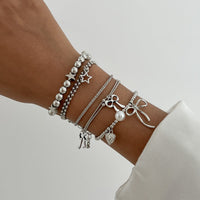 Thumbnail for Chic 5pcs Bow Star Heart Tassel Pearl Ball Chain Bracelet Set - ArtGalleryZen