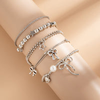 Thumbnail for Chic 5pcs Bow Star Heart Tassel Pearl Ball Chain Bracelet Set - ArtGalleryZen