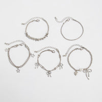 Thumbnail for Chic 5pcs Bow Star Heart Tassel Pearl Ball Chain Bracelet Set - ArtGalleryZen