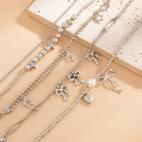 Thumbnail for Chic 5pcs Bow Star Heart Tassel Pearl Ball Chain Bracelet Set - ArtGalleryZen