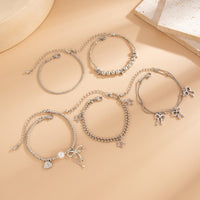 Thumbnail for Chic 5pcs Bow Star Heart Tassel Pearl Ball Chain Bracelet Set - ArtGalleryZen