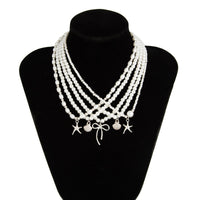 Thumbnail for Chic 5pcs Bowknot Shell Starfish Pendant Pearl Chain Necklace Set - ArtGalleryZen