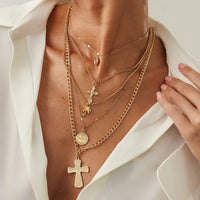 Thumbnail for Chic 5pcs Cross Round Disk Coconut Tree Pendant Necklace Set - ArtGalleryZen