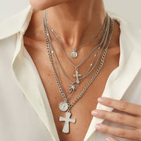 Thumbnail for Chic 5pcs Cross Round Disk Coconut Tree Pendant Necklace Set - ArtGalleryZen