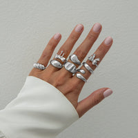 Thumbnail for Chic 8pcs Bowknot Glossy Waterdrop Open Ring Set - ArtGalleryZen