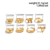 Thumbnail for Chic 8pcs Bowknot Glossy Waterdrop Open Ring Set - ArtGalleryZen