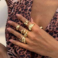 Thumbnail for Chic 8pcs Bowknot Glossy Waterdrop Open Ring Set - ArtGalleryZen