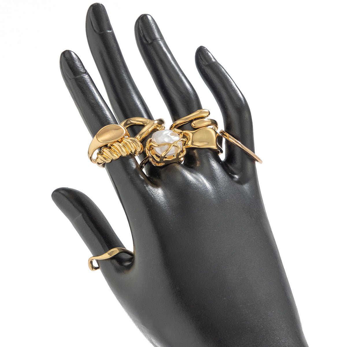 Chic 8pcs Pearl Waterdrop Cross Twisted Ring Set - ArtGalleryZen