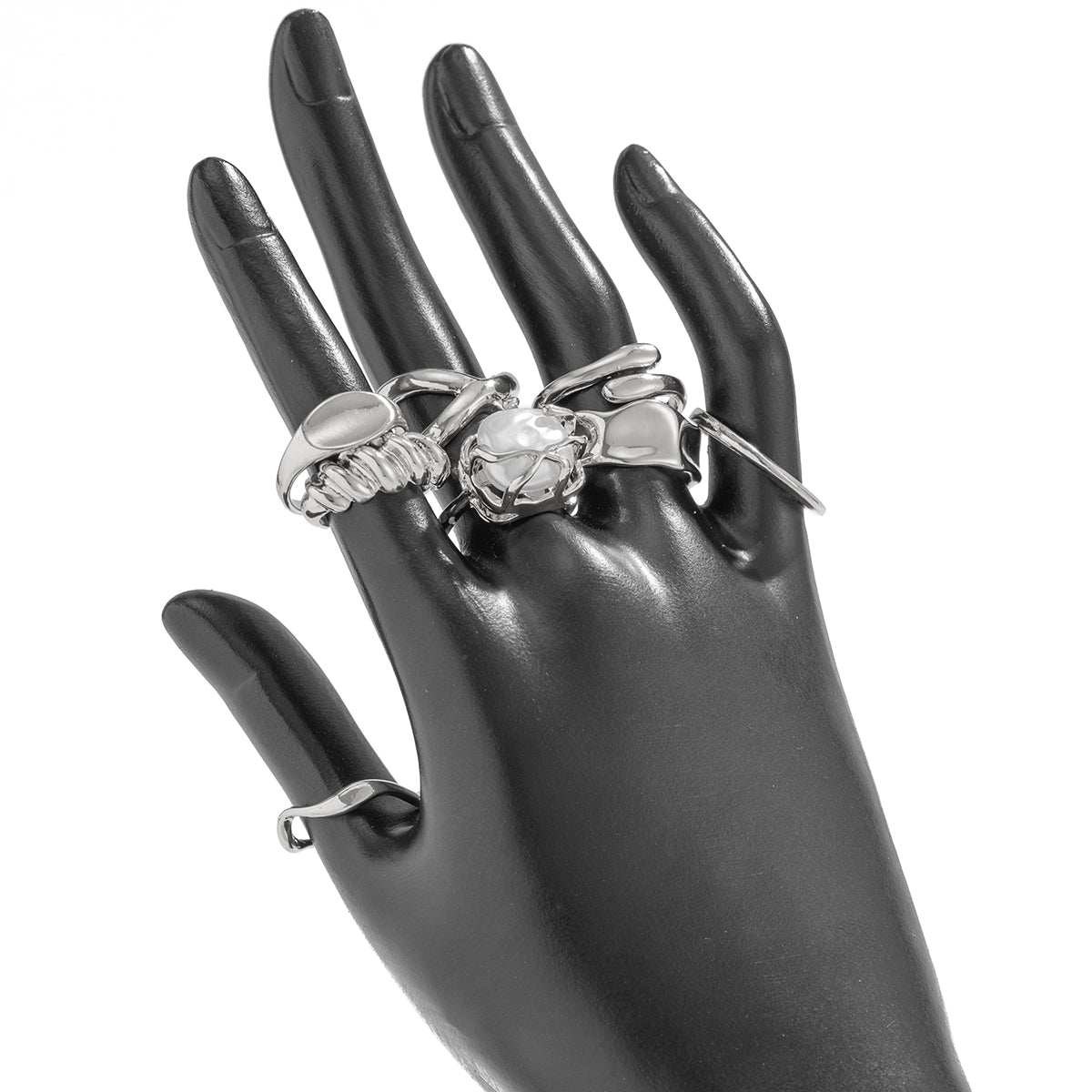 Chic 8pcs Pearl Waterdrop Cross Twisted Ring Set - ArtGalleryZen