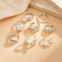 Thumbnail for Chic 8pcs Pearl Waterdrop Cross Twisted Ring Set - ArtGalleryZen
