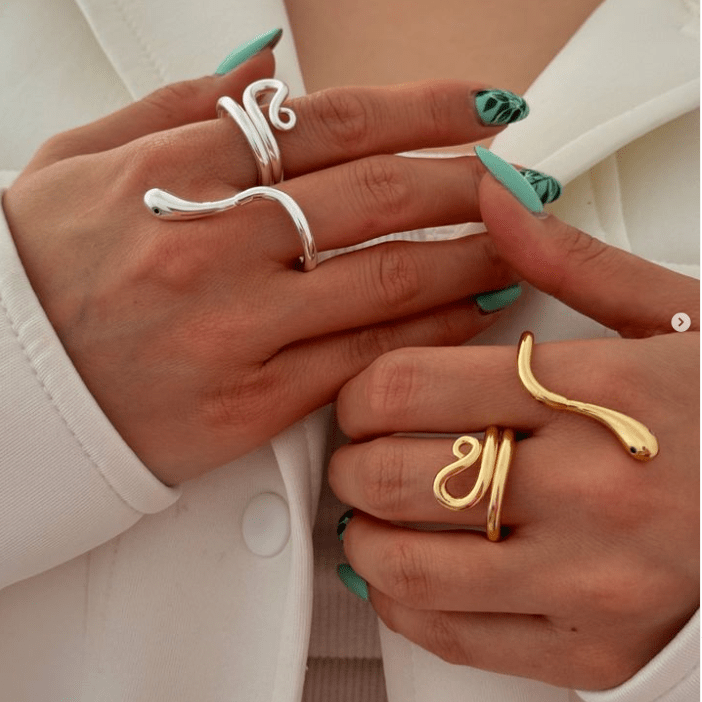 Chic Abstract Flow Waterdrop Double Finger Ring