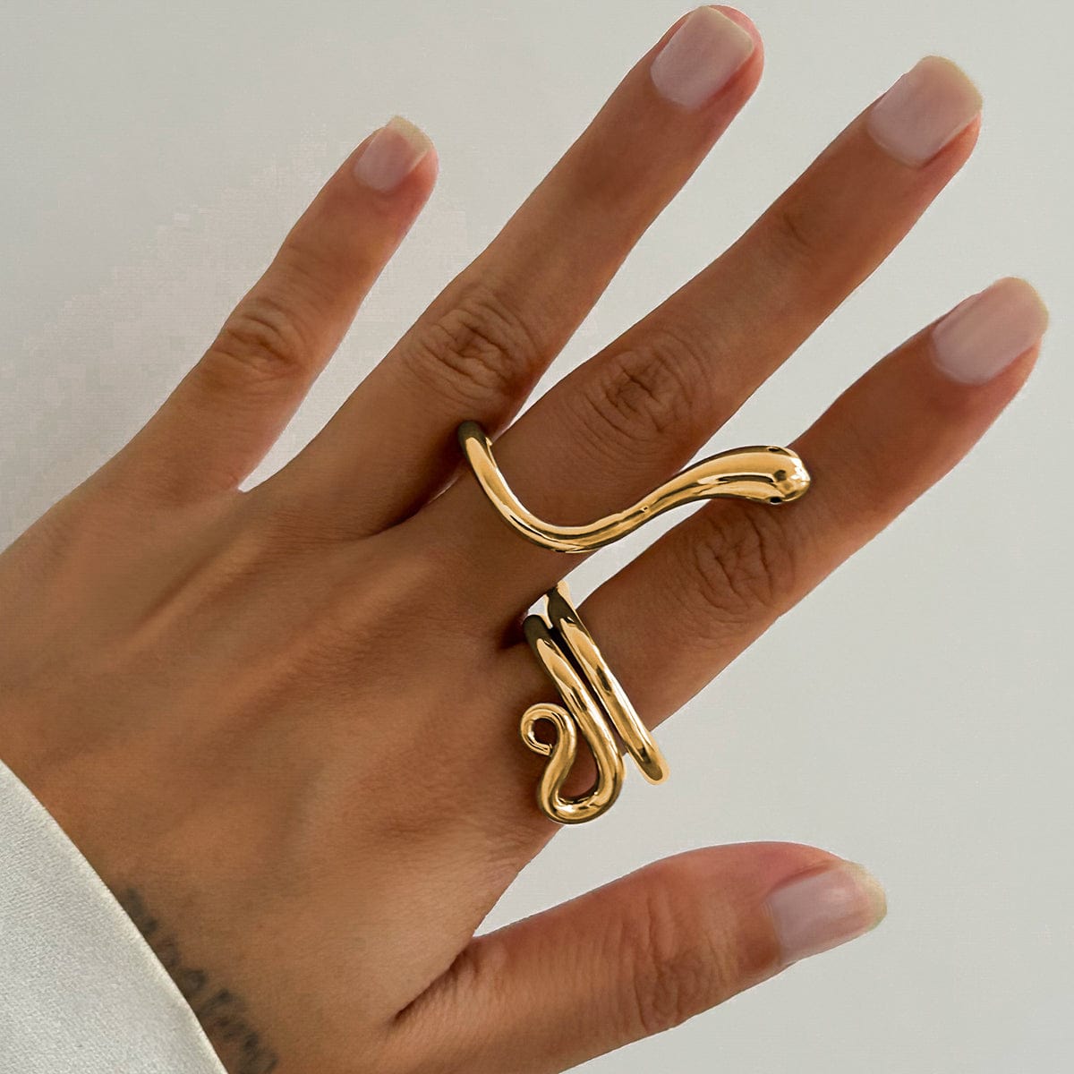 Chic Abstract Flow Waterdrop Double Finger Ring