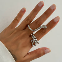 Thumbnail for Chic Abstract Flow Waterdrop Double Finger Ring