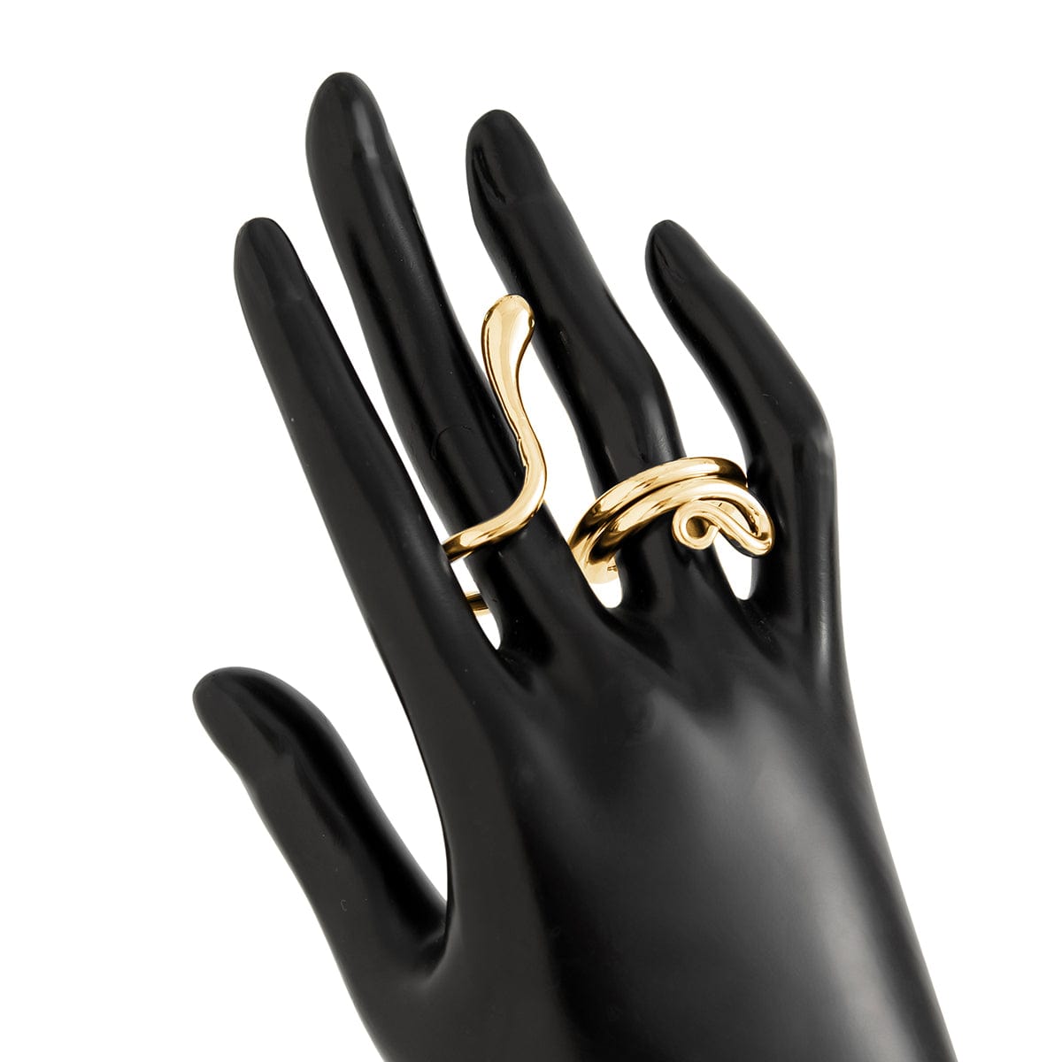 Chic Abstract Flow Waterdrop Double Finger Ring