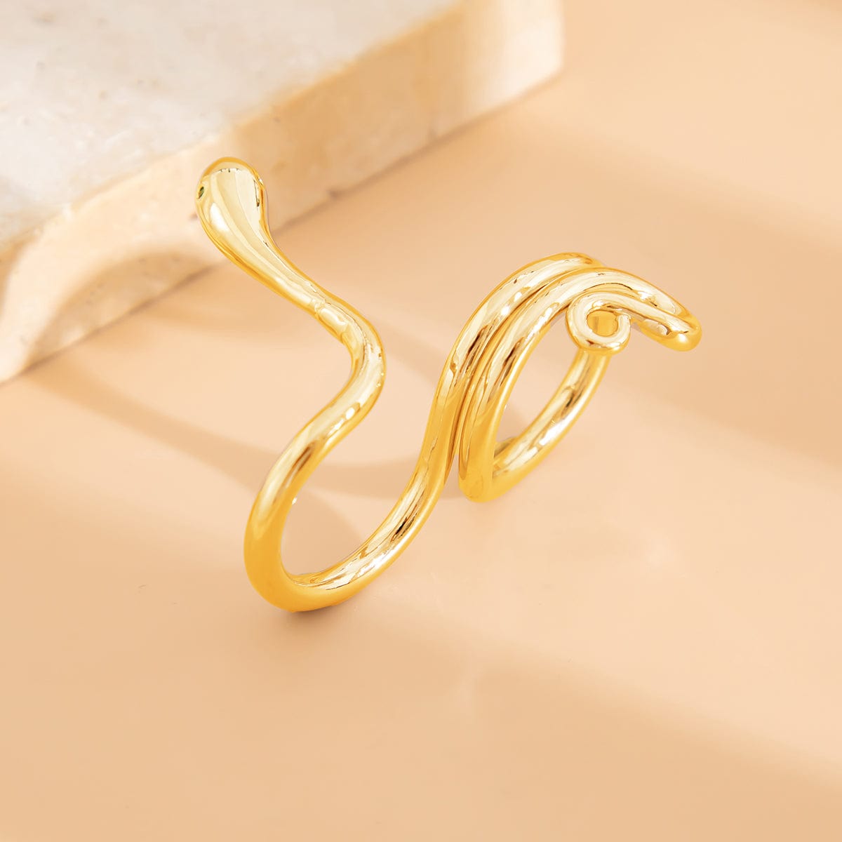 Chic Abstract Flow Waterdrop Double Finger Ring