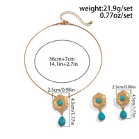 Thumbnail for Chic Abstract Flower Turquoise Pendant Necklace Earrings Set