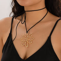 Thumbnail for Chic Abstract Hollow Flower Velvet Necklace