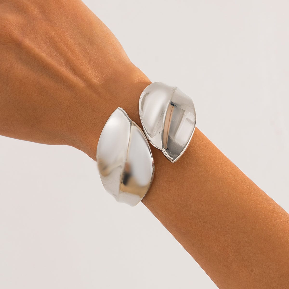 Chic Abstract Leaf Wide Cuff Bangle Bracelet - ArtGalleryZen