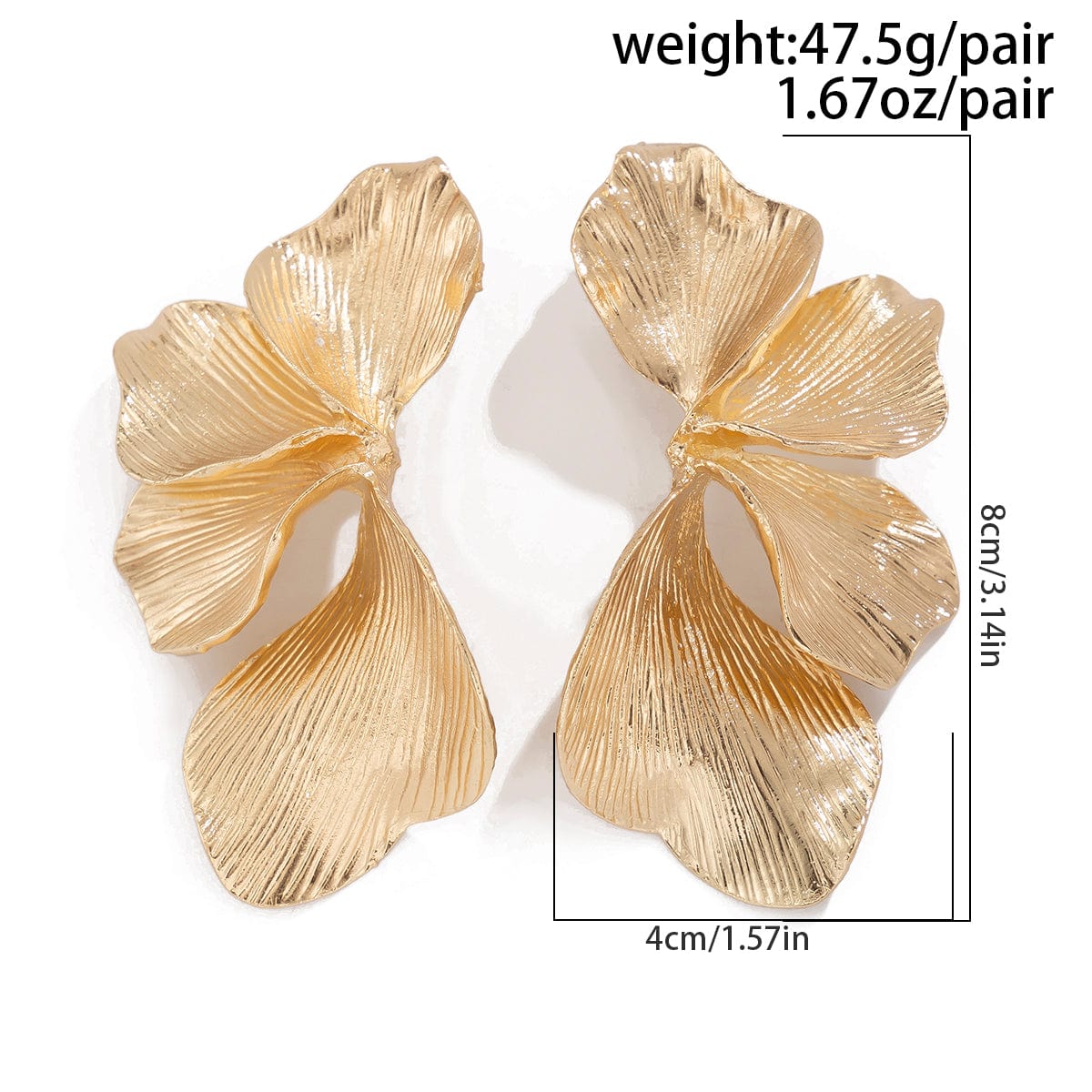 Chic Abstract Pleated Flower Petal Pattern Earrings - ArtGalleryZen