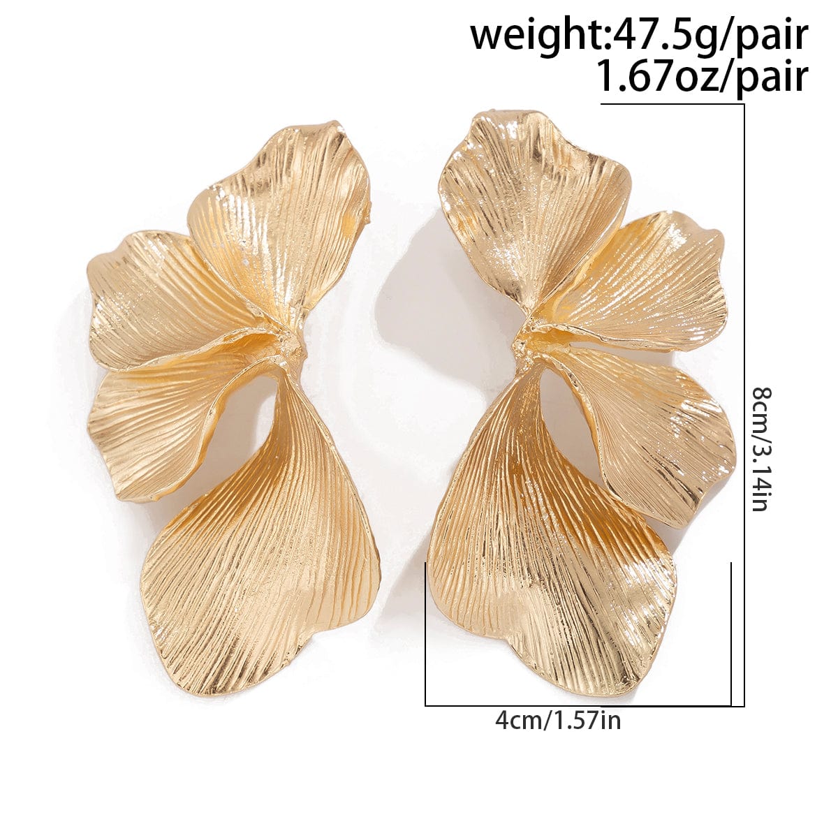 Chic Abstract Pleated Flower Petal Pattern Earrings