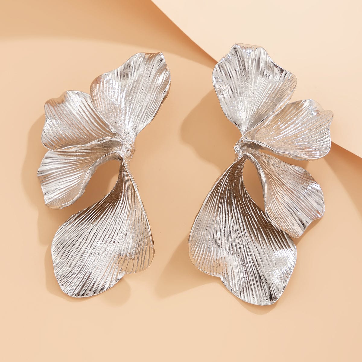 Chic Abstract Pleated Flower Petal Pattern Earrings