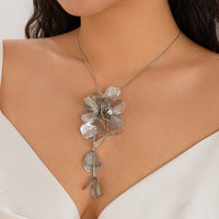 Thumbnail for Chic Abstract Rhinestone Inlaid Floral Tassel Necklace