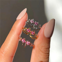 Thumbnail for Chic Adjustable Crystal Floral Bowknot Ribbon Ring - ArtGalleryZen