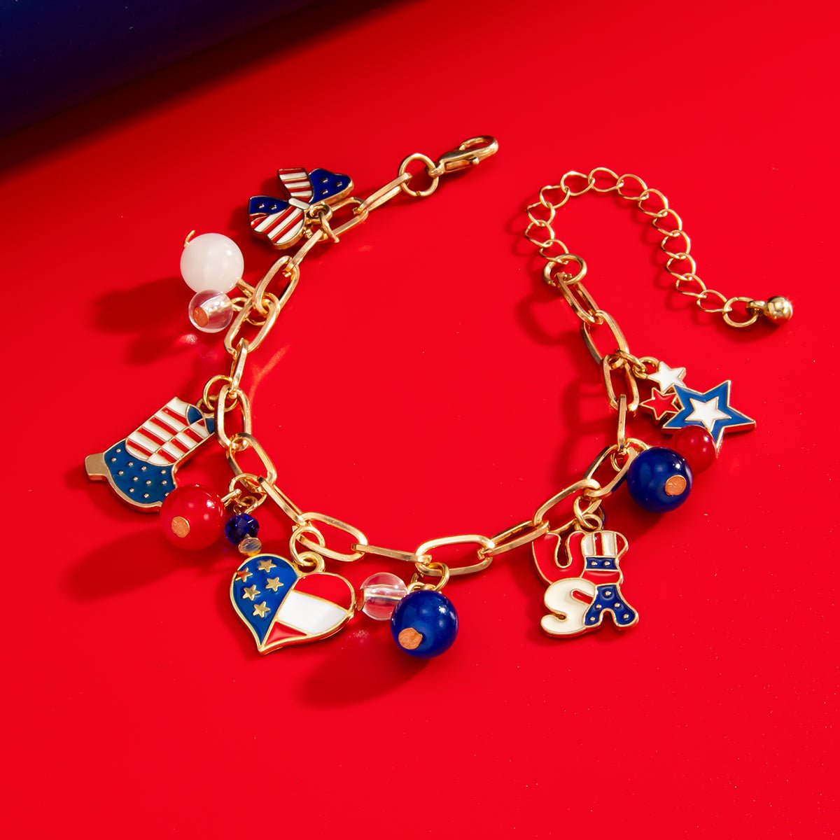 Chic American Flag Element Heart Star Pendant Necklace Bracelet Earrings - ArtGalleryZen