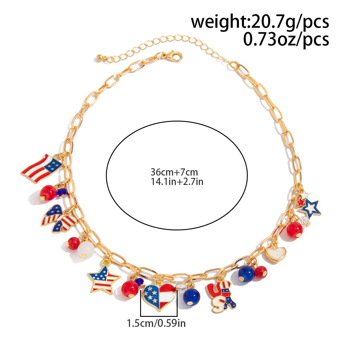 Chic American Flag Element Heart Star Pendant Necklace Bracelet Earrings - ArtGalleryZen