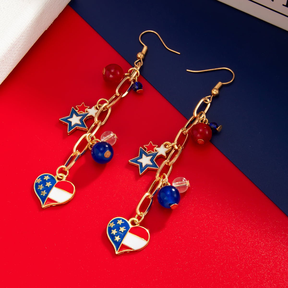 Chic American Flag Element Heart Star Pendant Necklace Bracelet Earrings - ArtGalleryZen