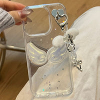 Thumbnail for Chic Angel Wing Star Sequin iPhone Case With Charm - ArtGalleryZen