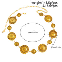 Thumbnail for Chic Antique Gold Silver Tone Floral Round Disk Waist Chain - ArtGalleryZen