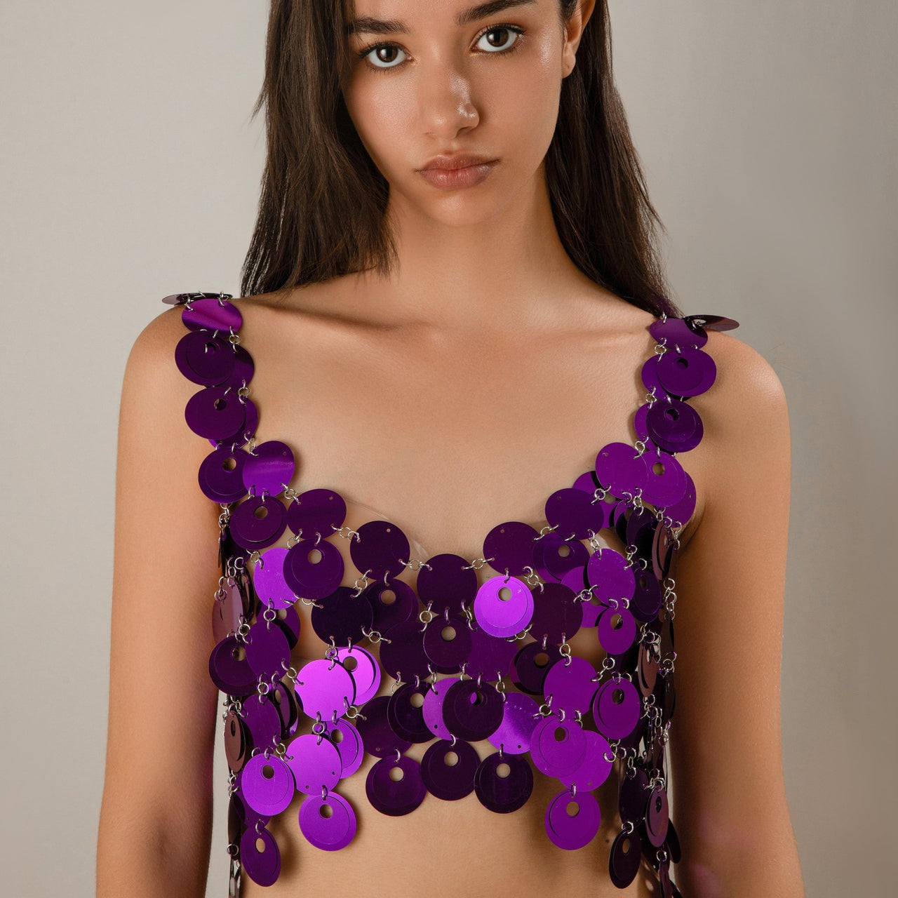 Chic Backless Colorful Sequins Body Chain Bra - ArtGalleryZen