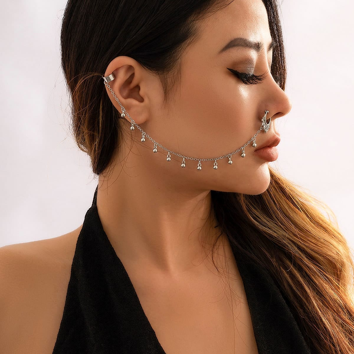 Chic Ball Tassel No Piercing Septum To Ear Chain - ArtGalleryZen