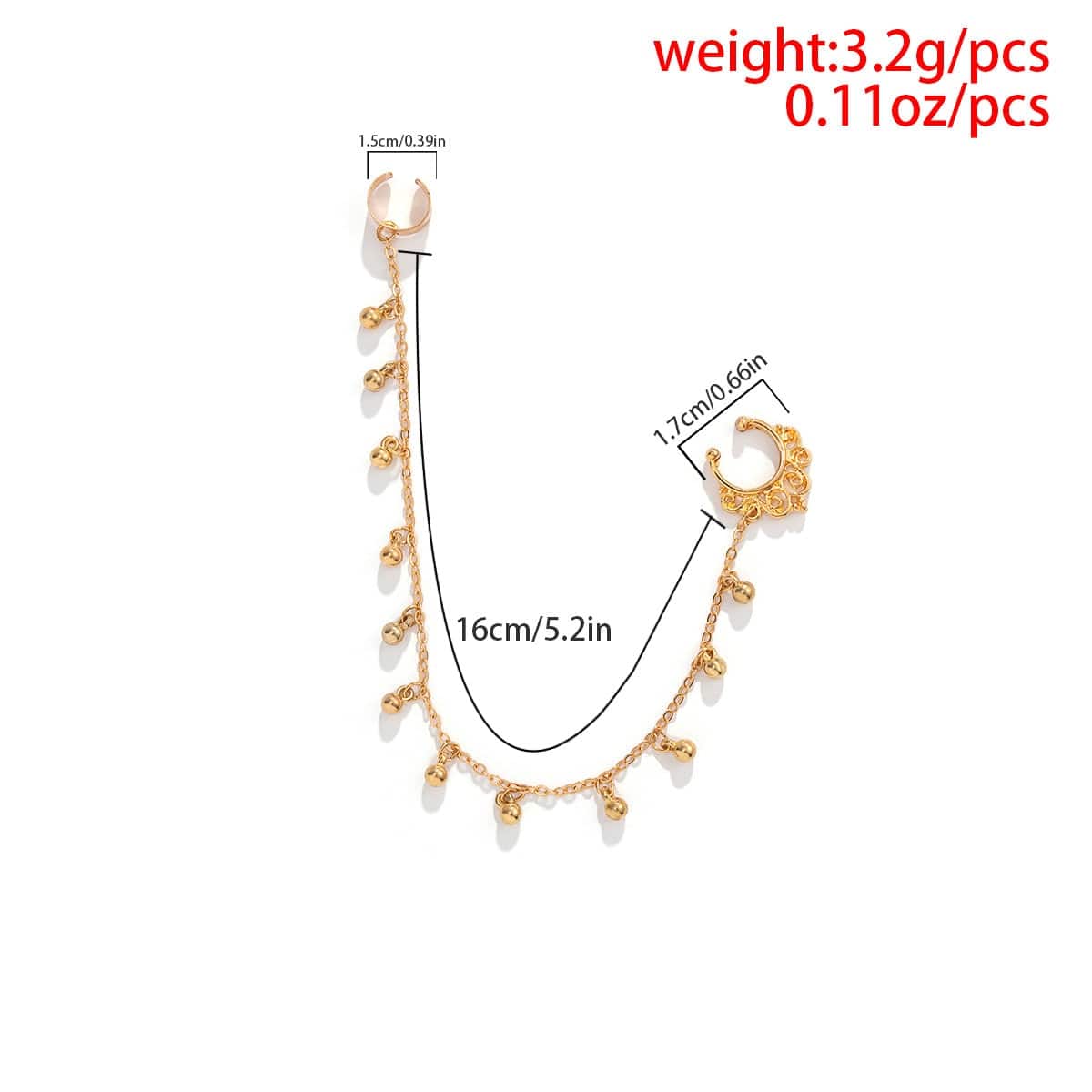 Chic Ball Tassel No Piercing Septum To Ear Chain - ArtGalleryZen