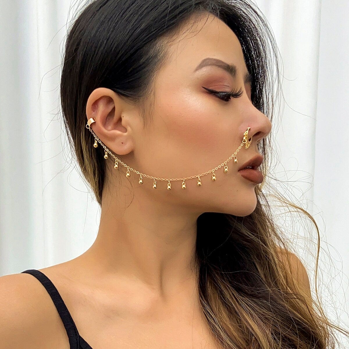 Chic Ball Tassel No Piercing Septum To Ear Chain - ArtGalleryZen