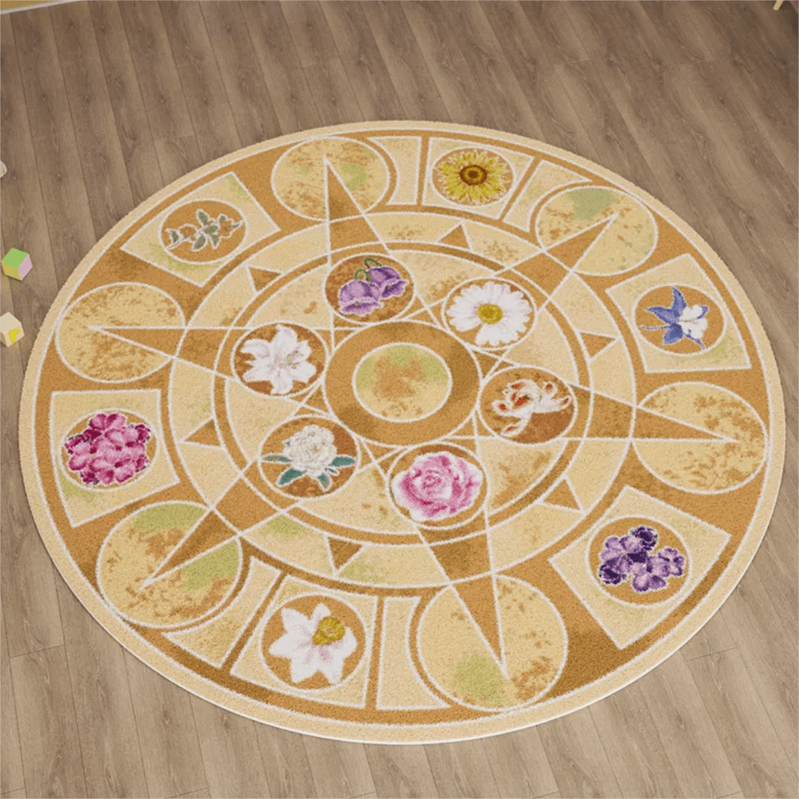 Chic Barbie 12 Dancing Princesses Floral Round Plush Rug Carpet - ArtGalleryZen