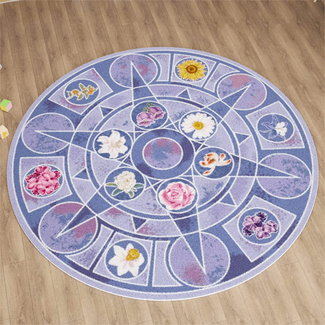 Chic Barbie 12 Dancing Princesses Floral Round Plush Rug Carpet - ArtGalleryZen
