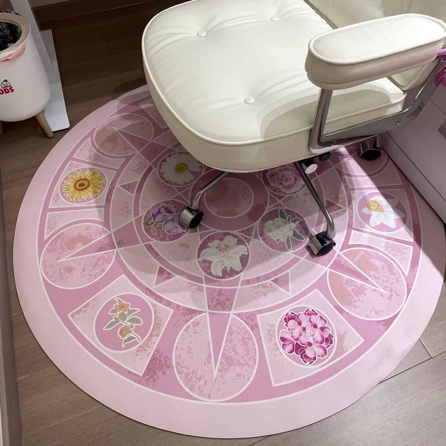 Chic Barbie 12 Dancing Princesses Floral Round Plush Rug Carpet