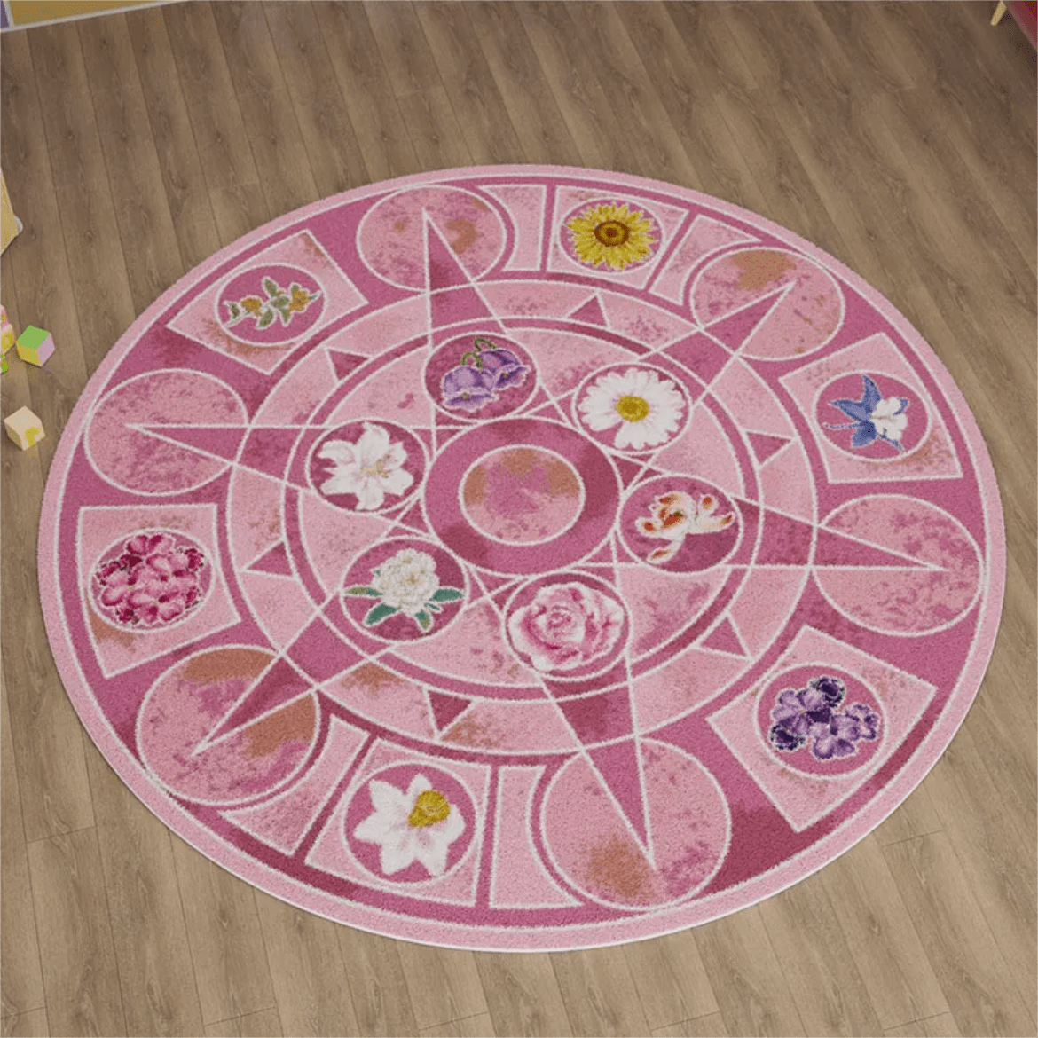 Chic Barbie 12 Dancing Princesses Floral Round Plush Rug Carpet