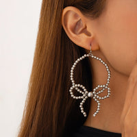 Thumbnail for Chic Beaded Bowknot Dangle Hoop Earrings - ArtGalleryZen