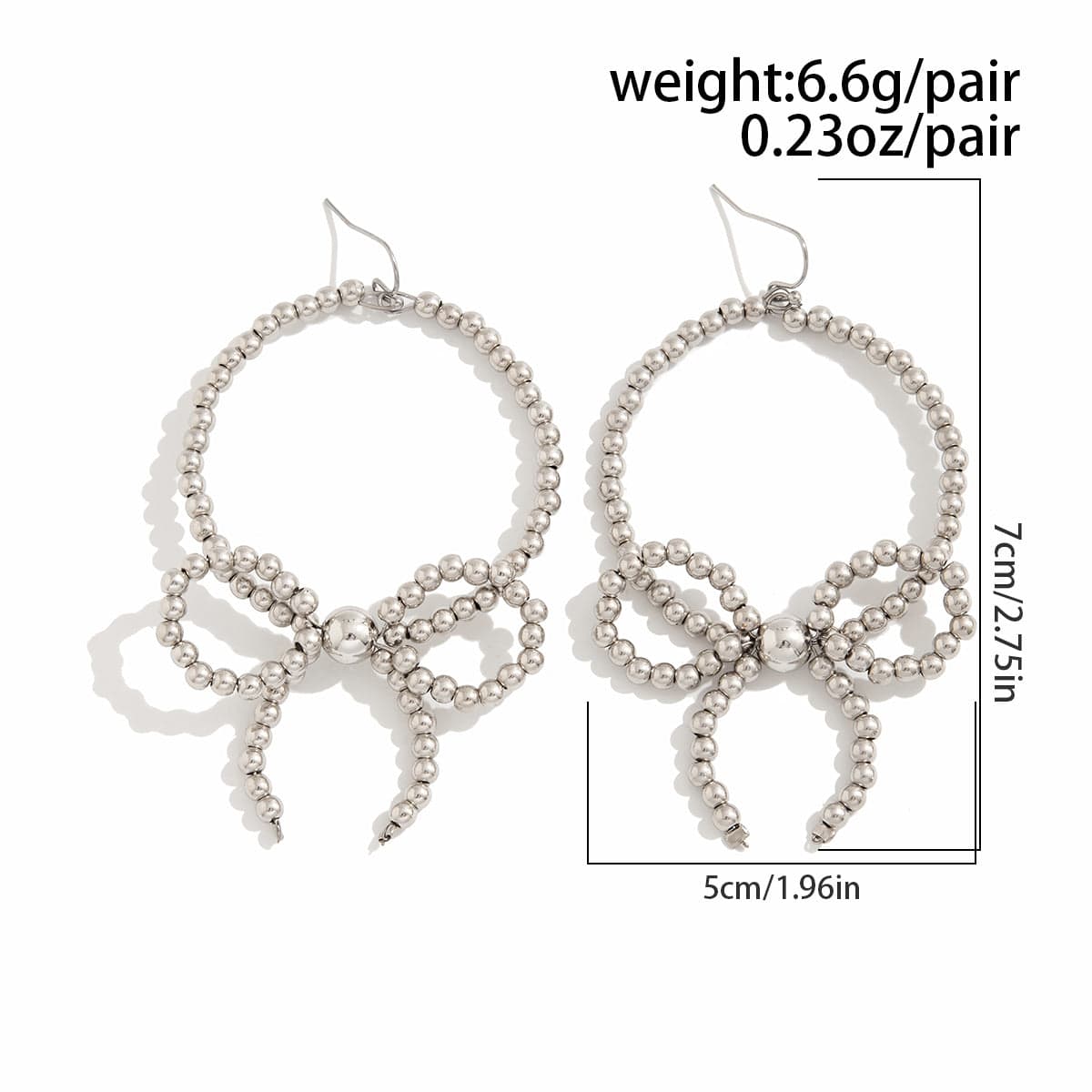 Chic Beaded Bowknot Dangle Hoop Earrings - ArtGalleryZen