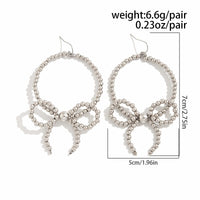 Thumbnail for Chic Beaded Bowknot Dangle Hoop Earrings - ArtGalleryZen