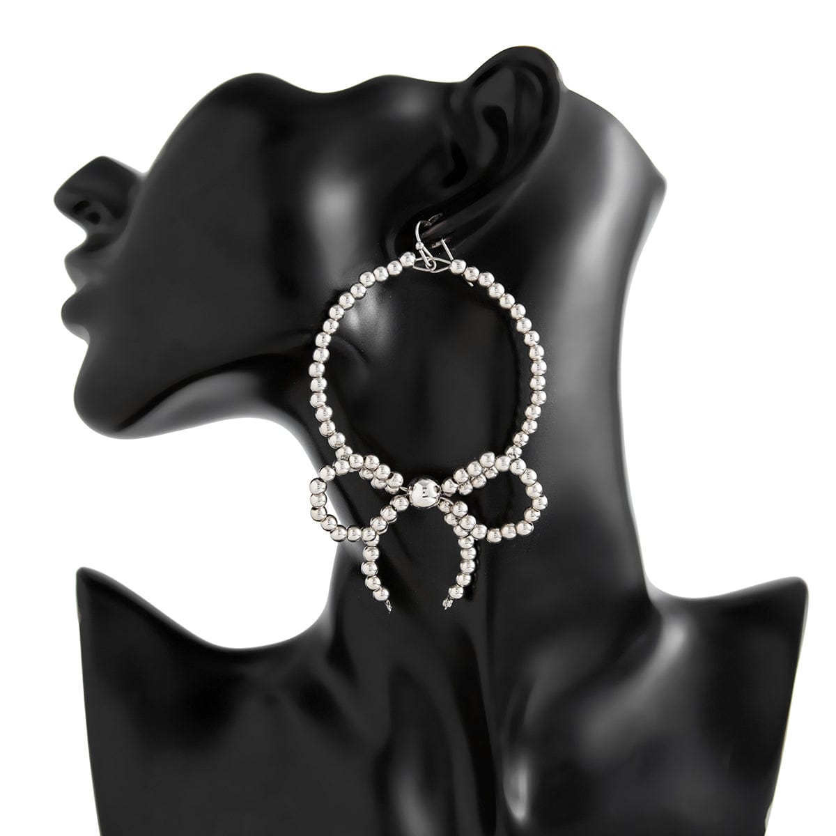 Chic Beaded Bowknot Dangle Hoop Earrings - ArtGalleryZen